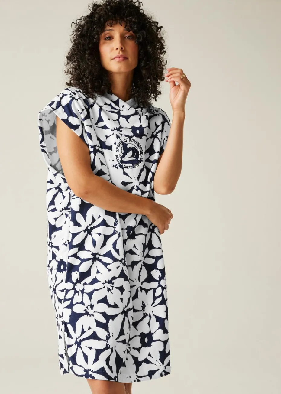 Regatta Navy/White Large Floral Adult Towel Robe