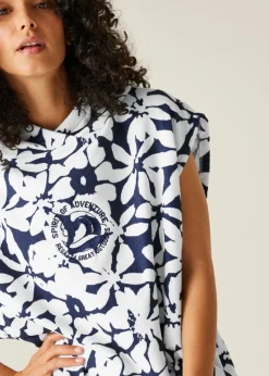 Regatta Navy/White Large Floral Adult Towel Robe