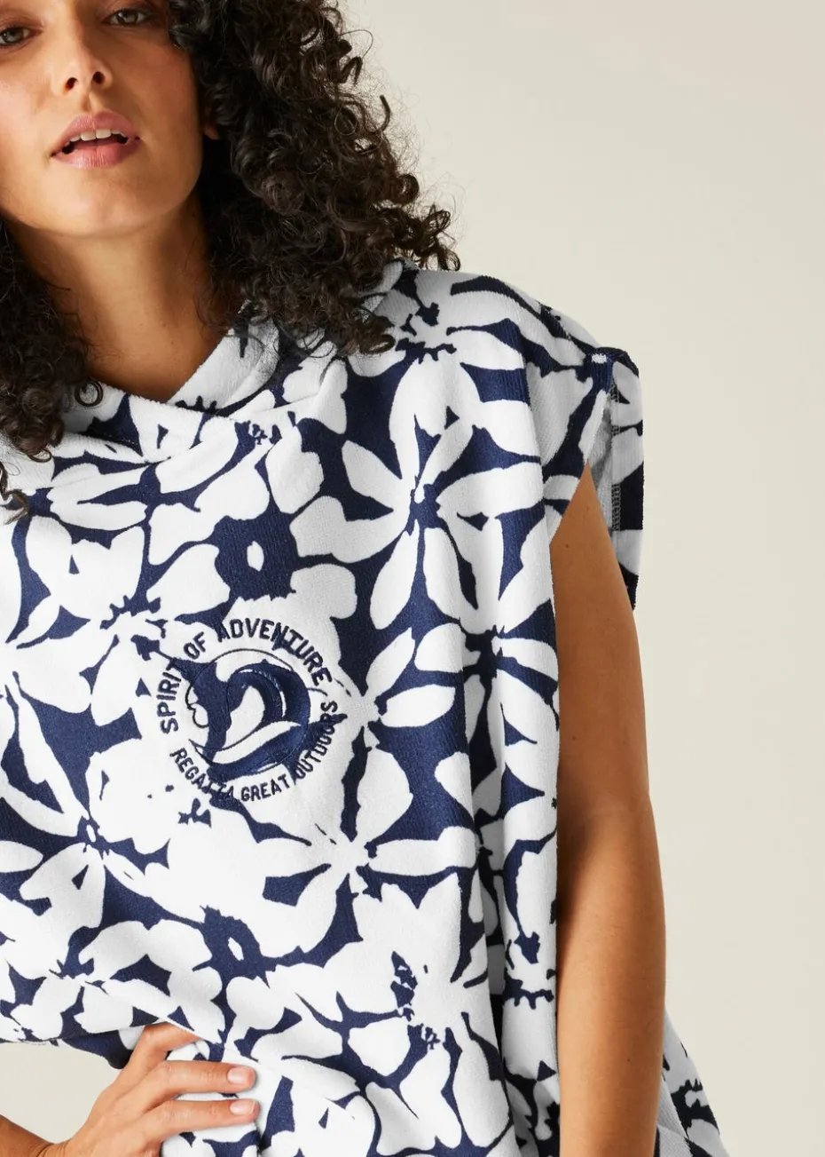 Regatta Navy/White Large Floral Adult Towel Robe