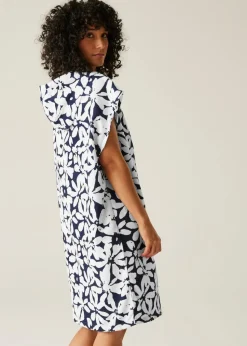 Regatta Navy/White Large Floral Adult Towel Robe