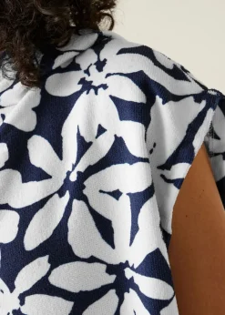 Regatta Navy/White Large Floral Adult Towel Robe