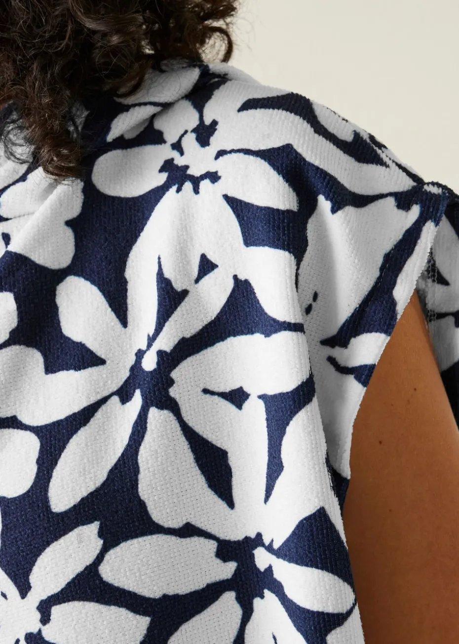 Regatta Navy/White Large Floral Adult Towel Robe