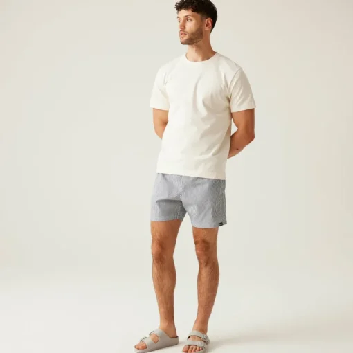 Regatta Navy/White Seersucker Stripe Loras Swim Shorts