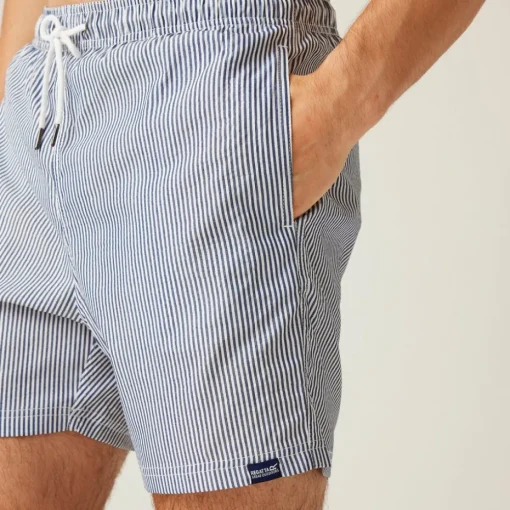 Regatta Navy/White Seersucker Stripe Loras Swim Shorts