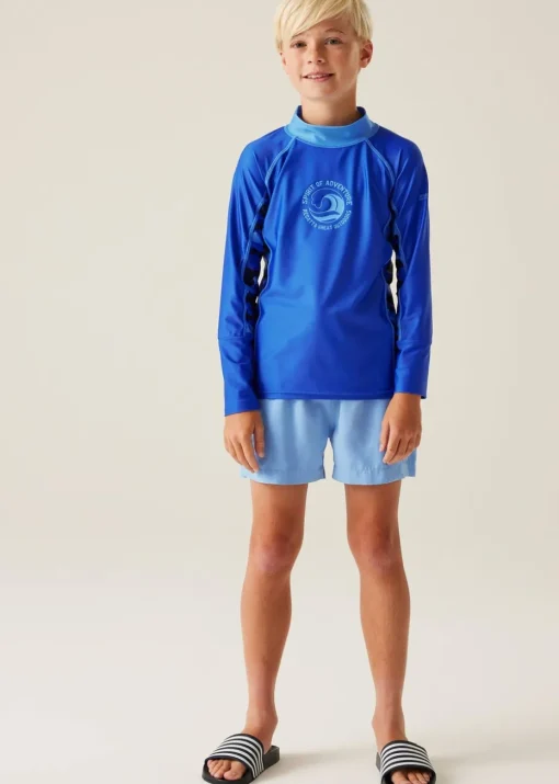Regatta Olympian Blue Camo Kids Hoku II Swim Top (3- 16 Yrs)