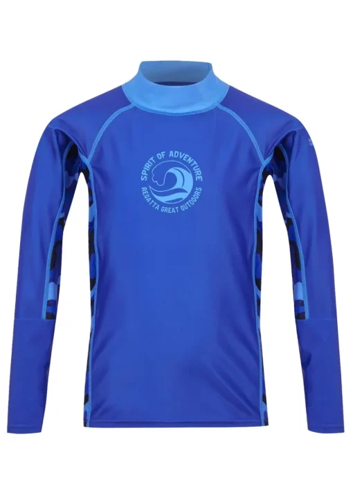 Regatta Olympian Blue Camo Kids Hoku II Swim Top (3- 16 Yrs)