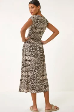 Roman Black Abstract Print Midi Dress
