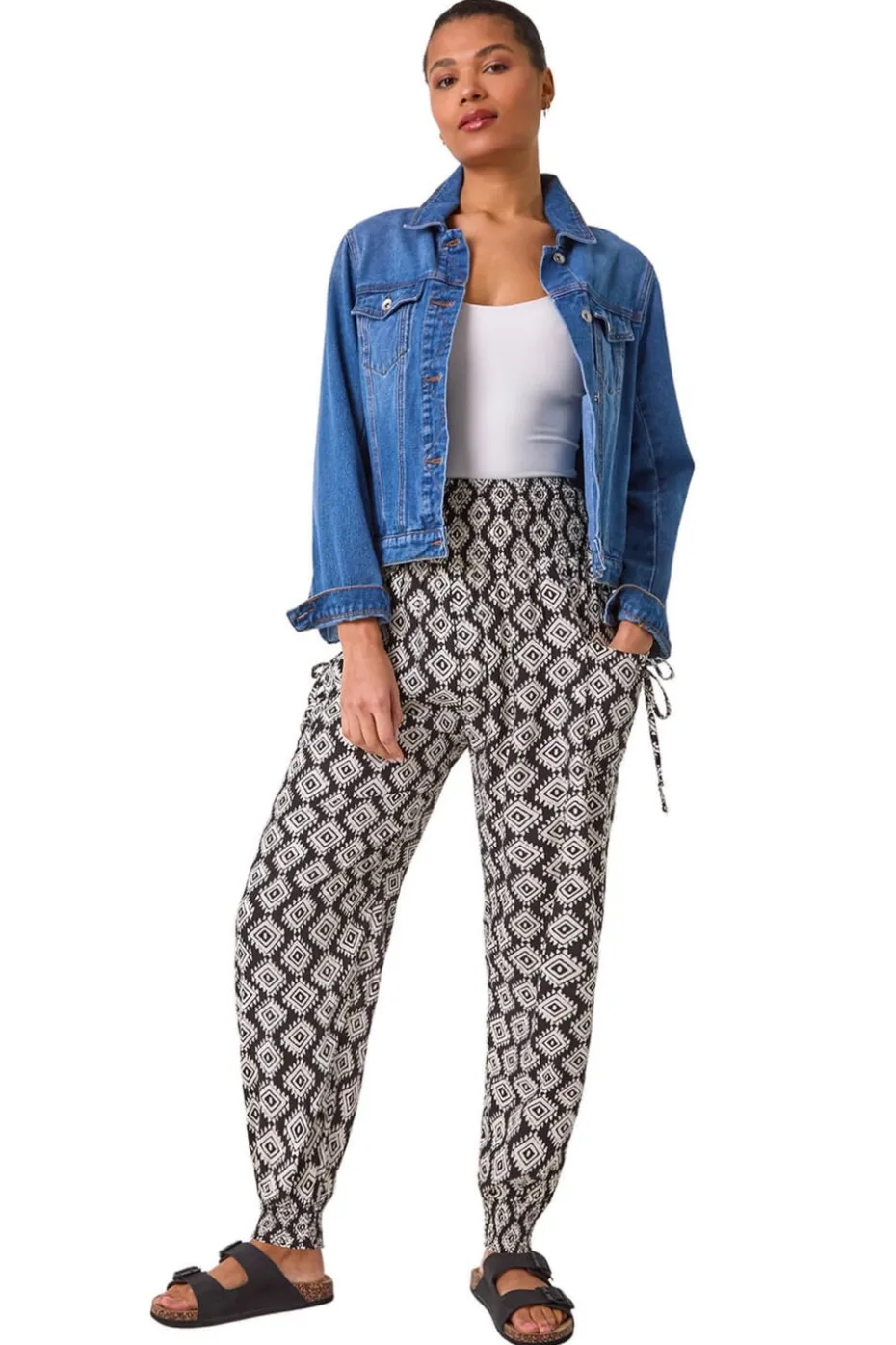 Roman Black Abstract Tie Pocket Trousers