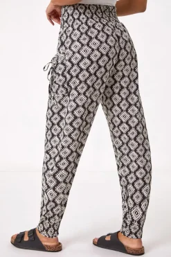 Roman Black Abstract Tie Pocket Trousers