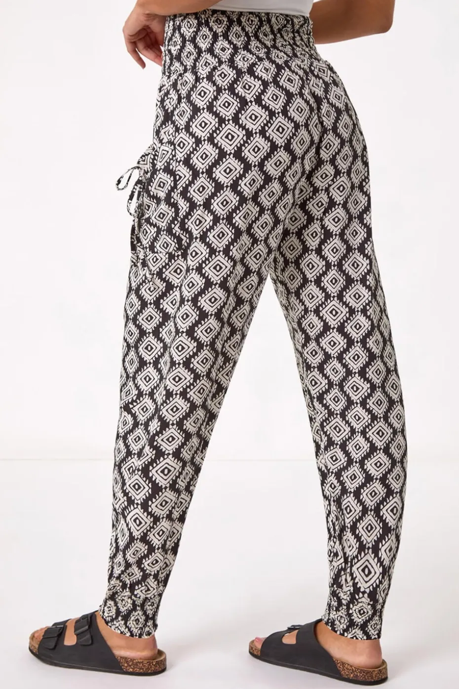 Roman Black Abstract Tie Pocket Trousers