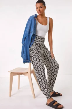 Roman Black Abstract Tie Pocket Trousers