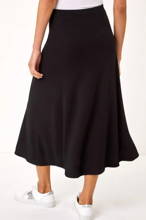 Roman Black A-Line Pull On Stretch Skirt