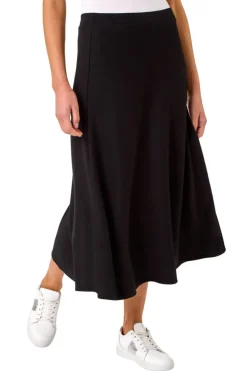 Roman Black A-Line Pull On Stretch Skirt