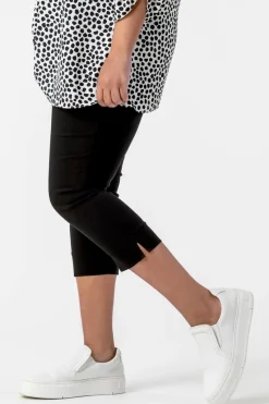 Roman Black Curve Cropped Stretch Side Split Trouser