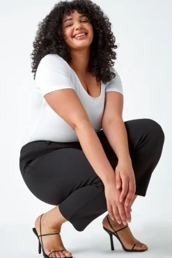 Roman Black Curve Straight Smart Trousers