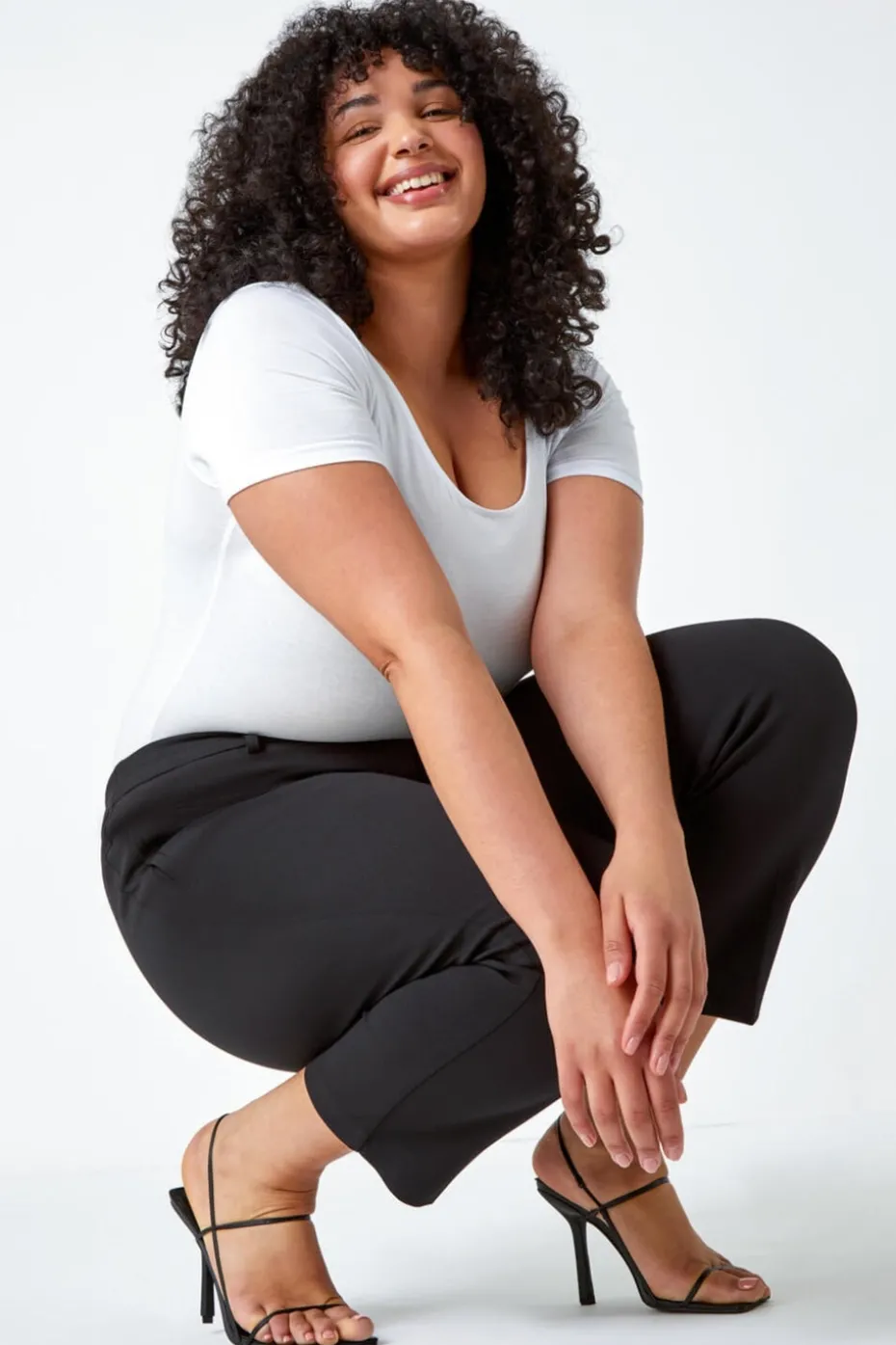 Roman Black Curve Straight Smart Trousers