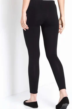 Roman Black Curve Stretch Plain Elastic Waist Leggings