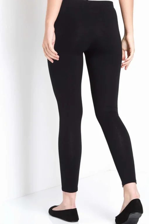 Roman Black Curve Stretch Plain Elastic Waist Leggings