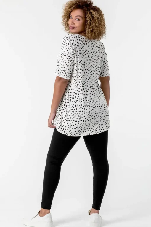 Roman Black Curve Stretch Plain Elastic Waist Leggings