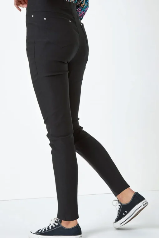Roman Black Elastic Waist Stretch Jean Trouser