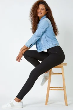 Roman Black Elastic Waist 31" Denim Stretch Jegging