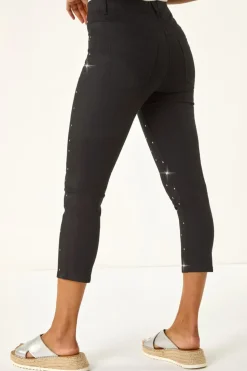 Roman Black Embellished Cropped Stretch Jeggings