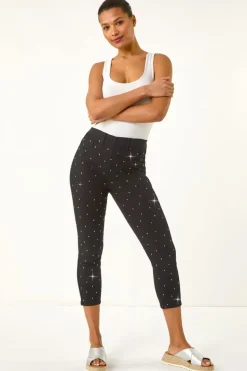 Roman Black Embellished Cropped Stretch Jeggings