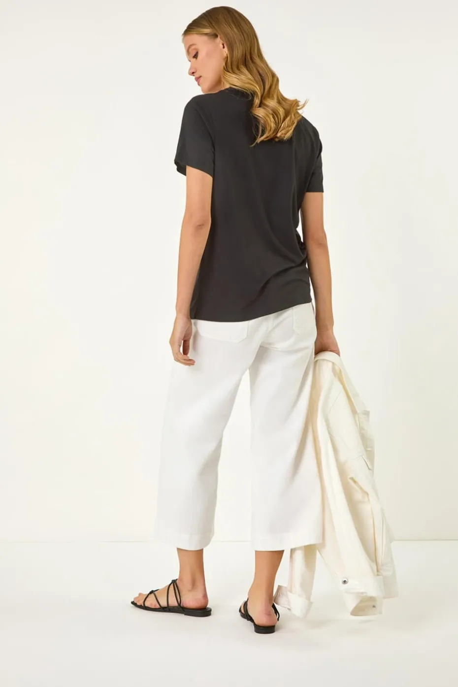 Roman Black Embroidered Stretch T-Shirt