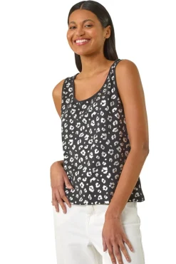Roman Black Foil Leopard Print Vest