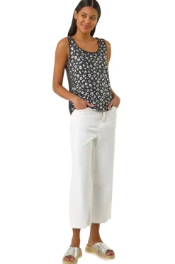 Roman Black Foil Leopard Print Vest