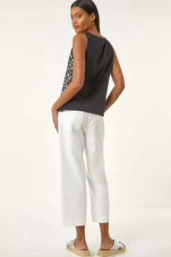 Roman Black Foil Leopard Print Vest
