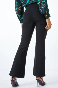 Roman Black Full Length Boot Cut Elastic Waist Trouser