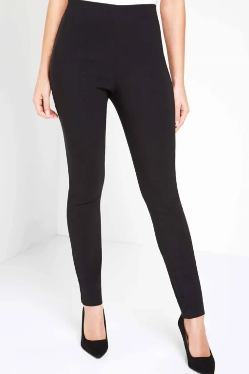 Roman Black Full Length Elastic Waist Stretch Trousers