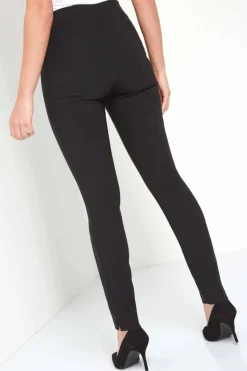 Roman Black Full Length Elastic Waist Stretch Trousers