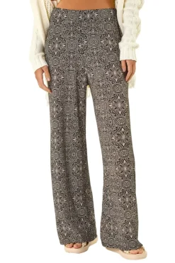 Roman Black Geometric Floral Stretch Trousers