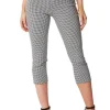 Roman Black Gingham Elastic Waist Stretch Cropped Trouser