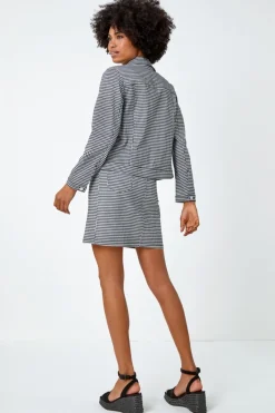 Roman Black Gingham Stretch Pocket Detail Jacket