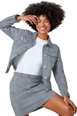 Roman Black Gingham Stretch Pocket Detail Jacket