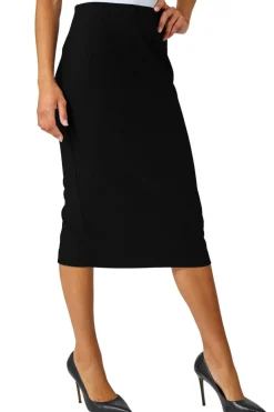 Roman Black Jersey Textured Elastic Waist Pencil Skirt