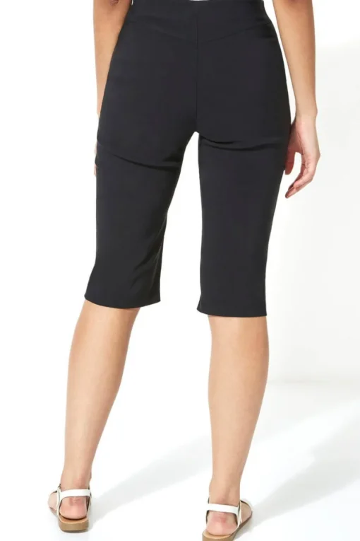 Roman Black Knee Length Stretch Shorts