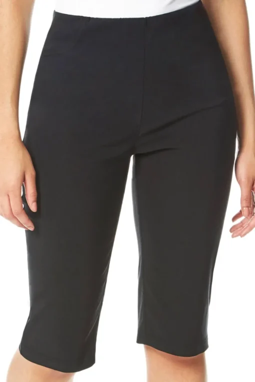 Roman Black Knee Length Stretch Shorts