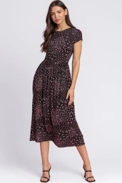 Roman Black Patchwork Floral Stretch Jersey Dress