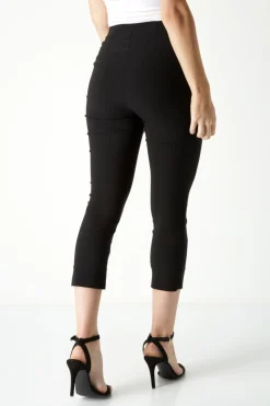 Roman Black Petite Cropped Stretch Trouser