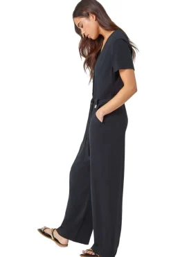 Roman Black Petite Linen Blend Jumpsuit