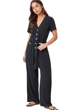 Roman Black Petite Linen Blend Jumpsuit