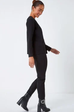 Roman Black Petite Plain Stretch Cardigan