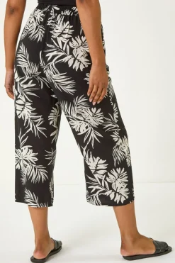 Roman Black Petite Tropical Cropped Trouser