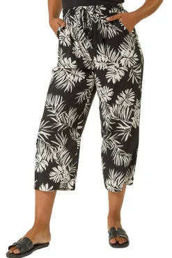 Roman Black Petite Tropical Cropped Trouser
