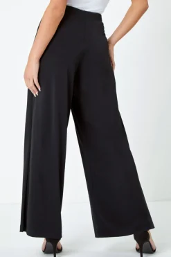 Roman Black Petite Wide Leg Stretch Trouser