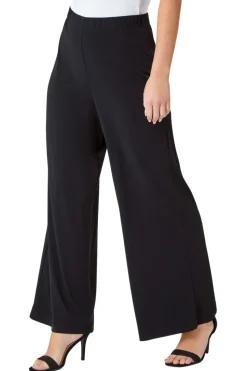 Roman Black Petite Wide Leg Stretch Trouser